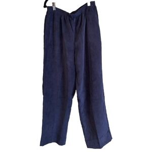 Alfred Dunner Womens‎ 10 Pants Navy Blue Corduroy Elastic Waist Straight Leg